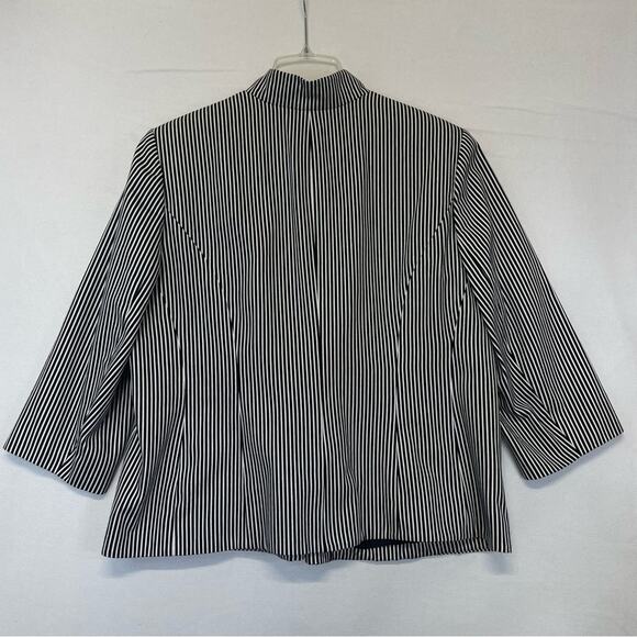 Chaps Blazer Jacket Black White Stripe Cotton Nautical Career Womens Plus 18W - Picture 3 of 7